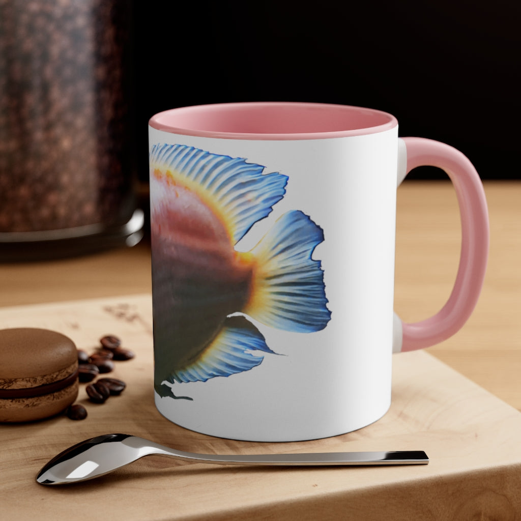 Orange Fish Accent Coffee Mug with a vibrant orange interior and handle, featuring a comfortable C-handle design.