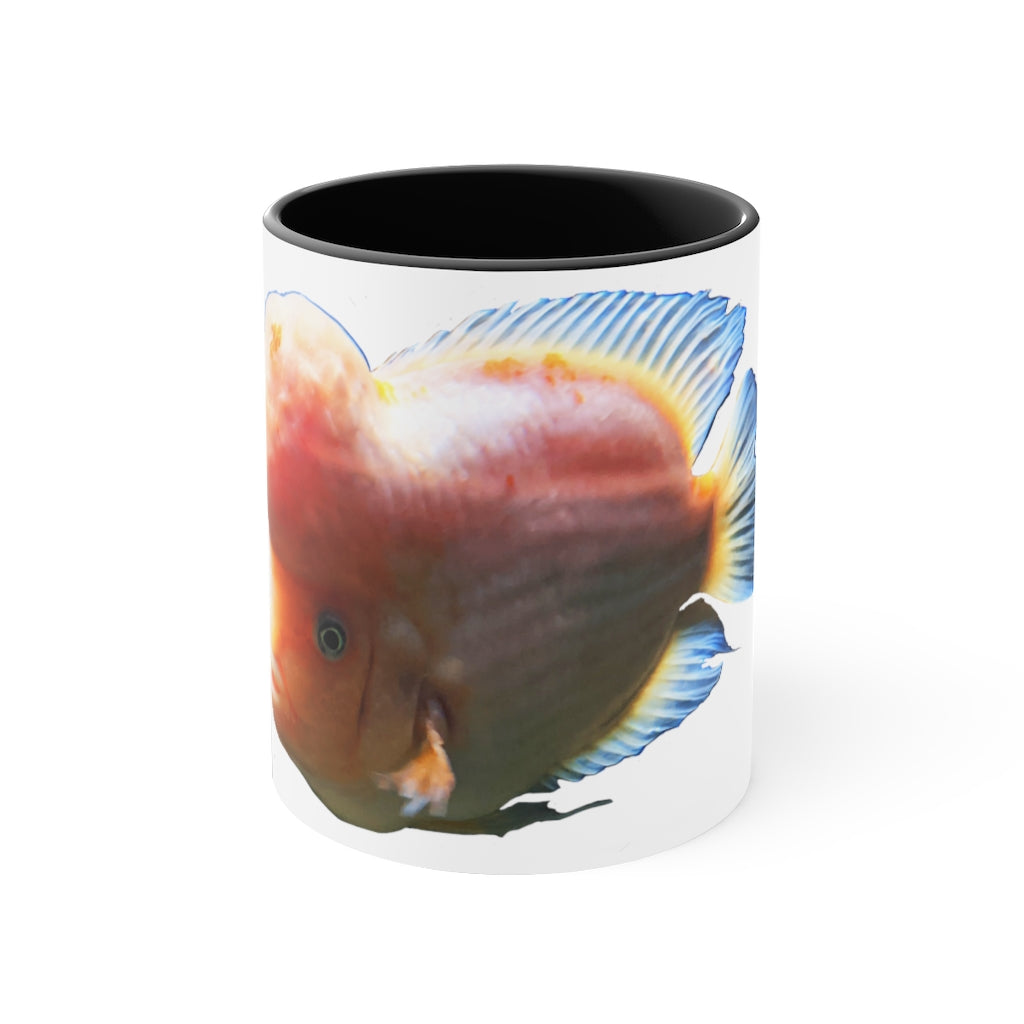 Orange Fish Accent Coffee Mug with a vibrant orange interior and handle, featuring a comfortable C-handle design.