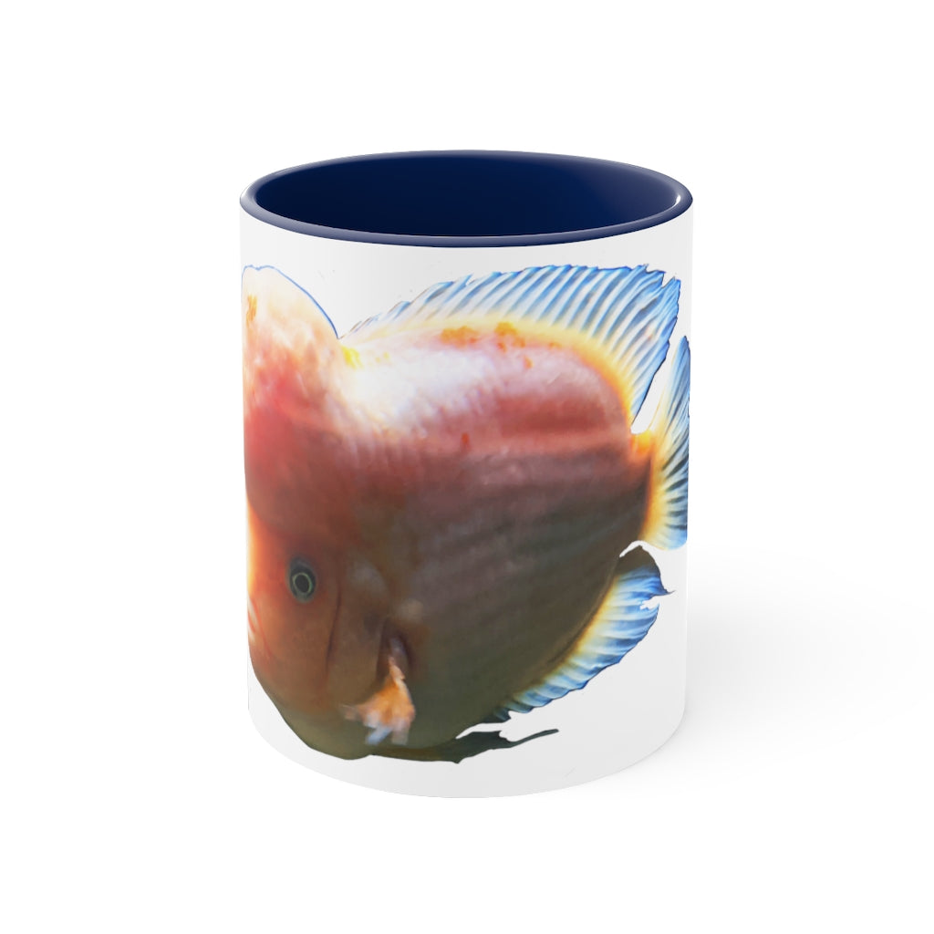 Orange Fish Accent Coffee Mug with a vibrant orange interior and handle, featuring a comfortable C-handle design.