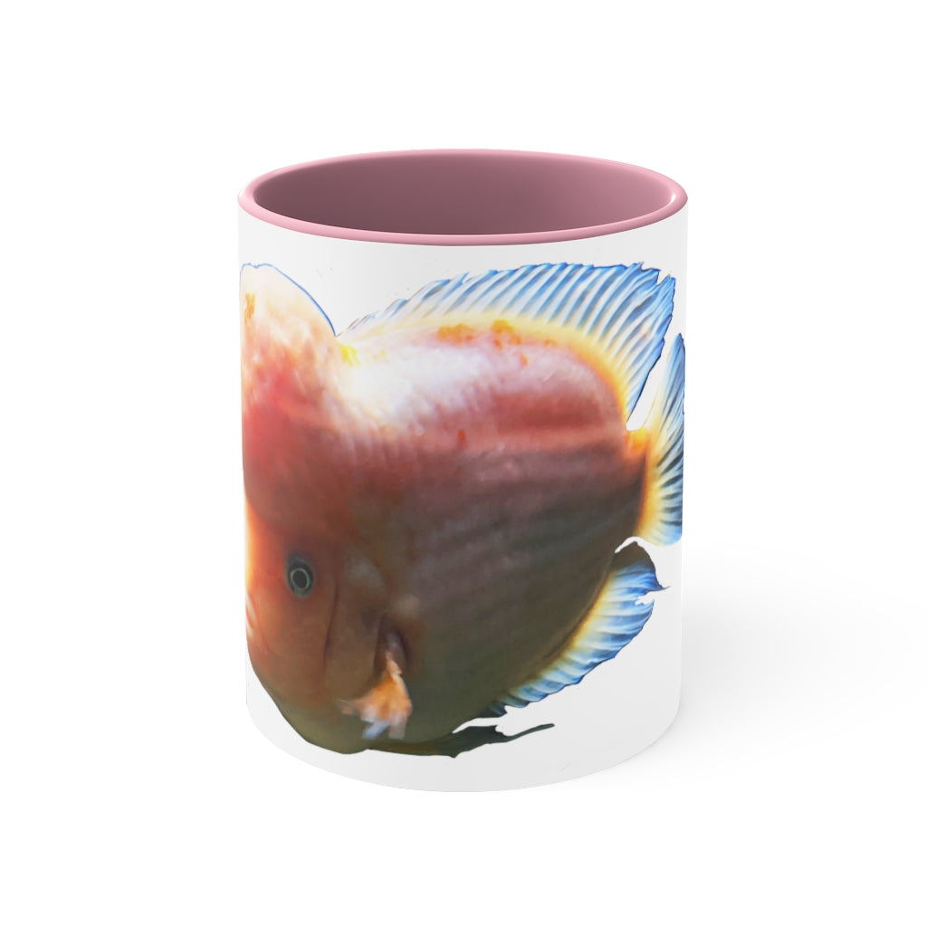 Orange Fish Accent Coffee Mug with a vibrant orange interior and handle, featuring a comfortable C-handle design.