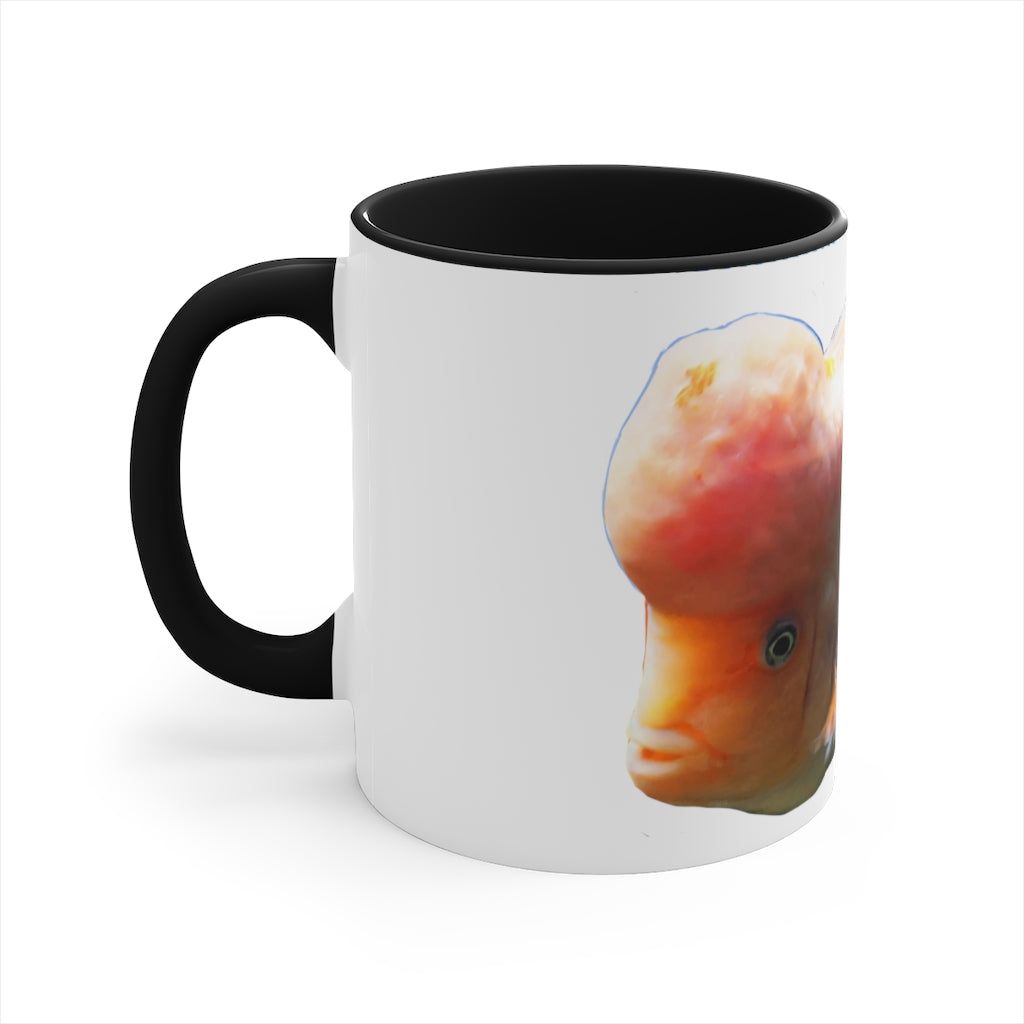 Orange Fish Accent Coffee Mug with a vibrant orange interior and handle, featuring a comfortable C-handle design.