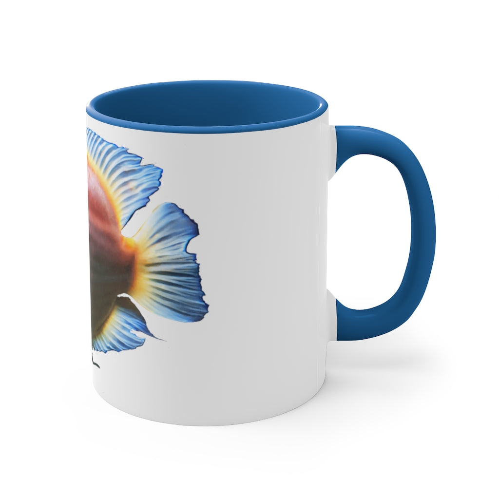 Orange Fish Accent Coffee Mug with a vibrant orange interior and handle, featuring a comfortable C-handle design.