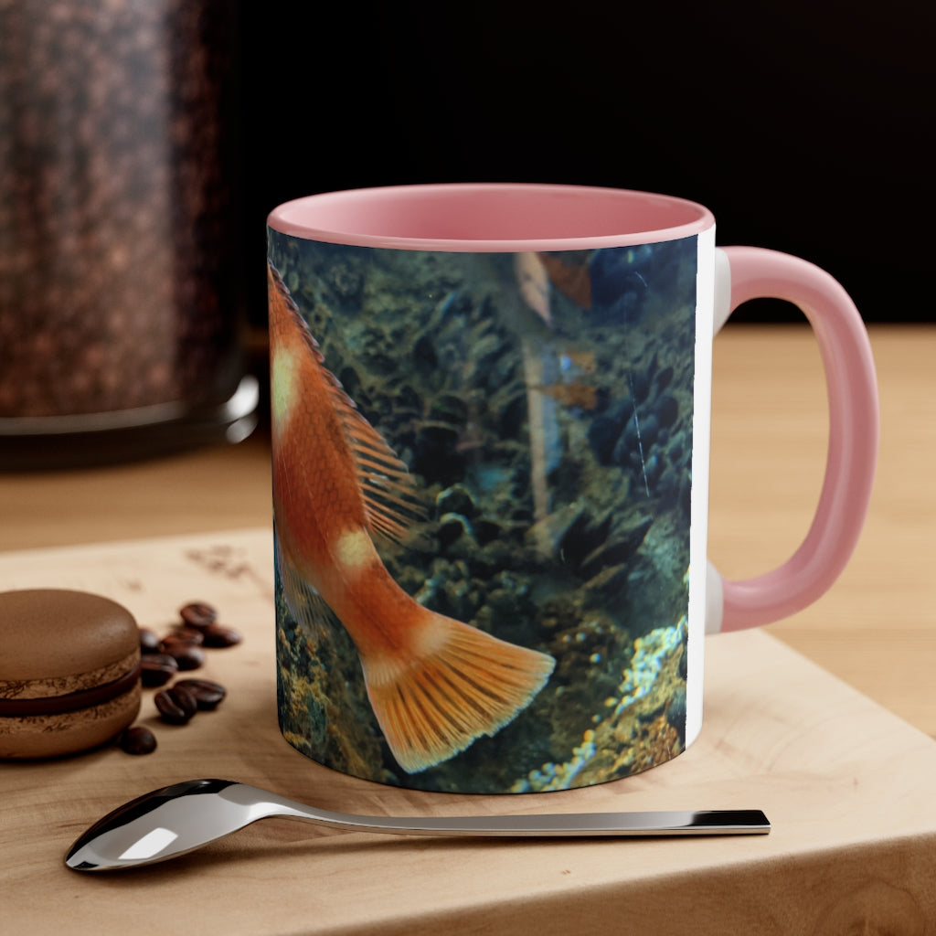 Orange Fish Accent Coffee Mug with a vibrant orange interior and handle, featuring a comfortable C-handle design.