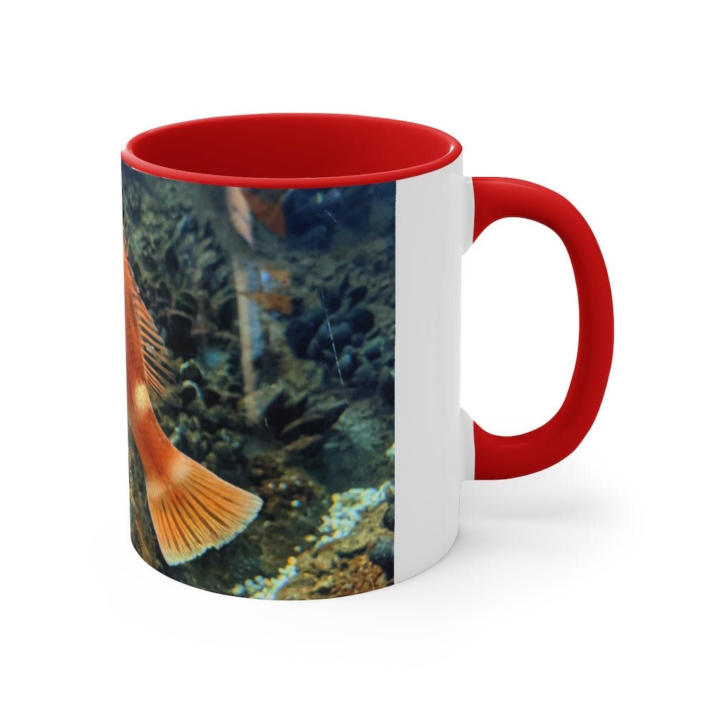 Orange Fish Accent Coffee Mug with a vibrant orange interior and handle, featuring a comfortable C-handle design.