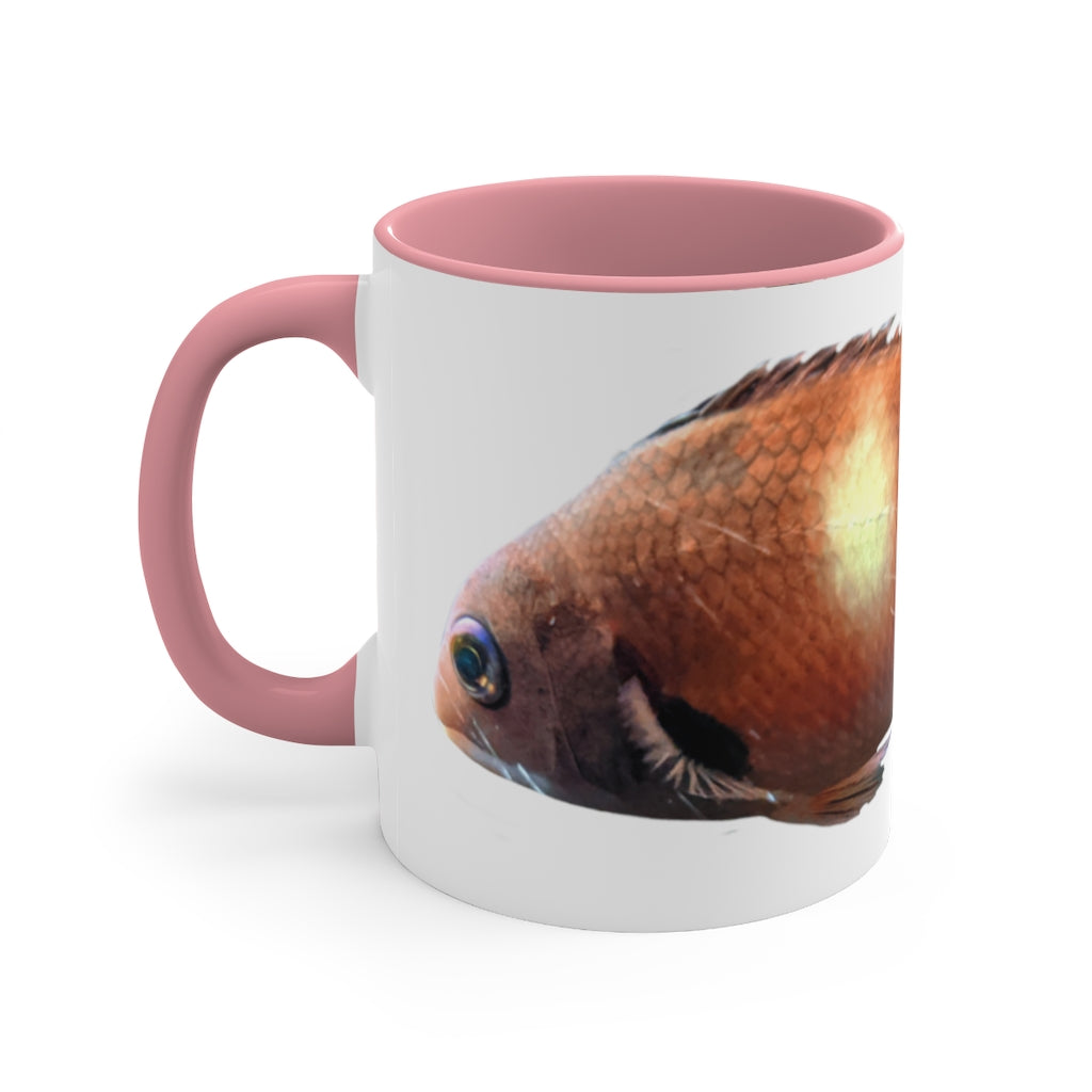 Orange Fish Accent Coffee Mug with a white ceramic body and vibrant orange interior and handle, showcasing a stylish two-tone design.