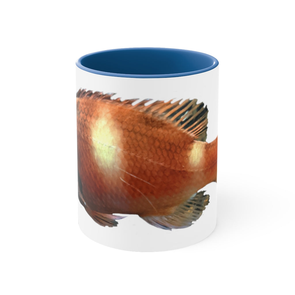 Orange Fish Accent Coffee Mug with a white ceramic body and vibrant orange interior and handle, showcasing a stylish two-tone design.