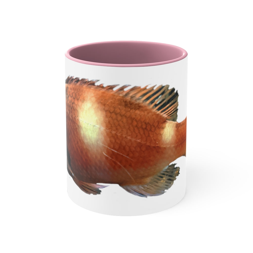 Orange Fish Accent Coffee Mug with a white ceramic body and vibrant orange interior and handle, showcasing a stylish two-tone design.