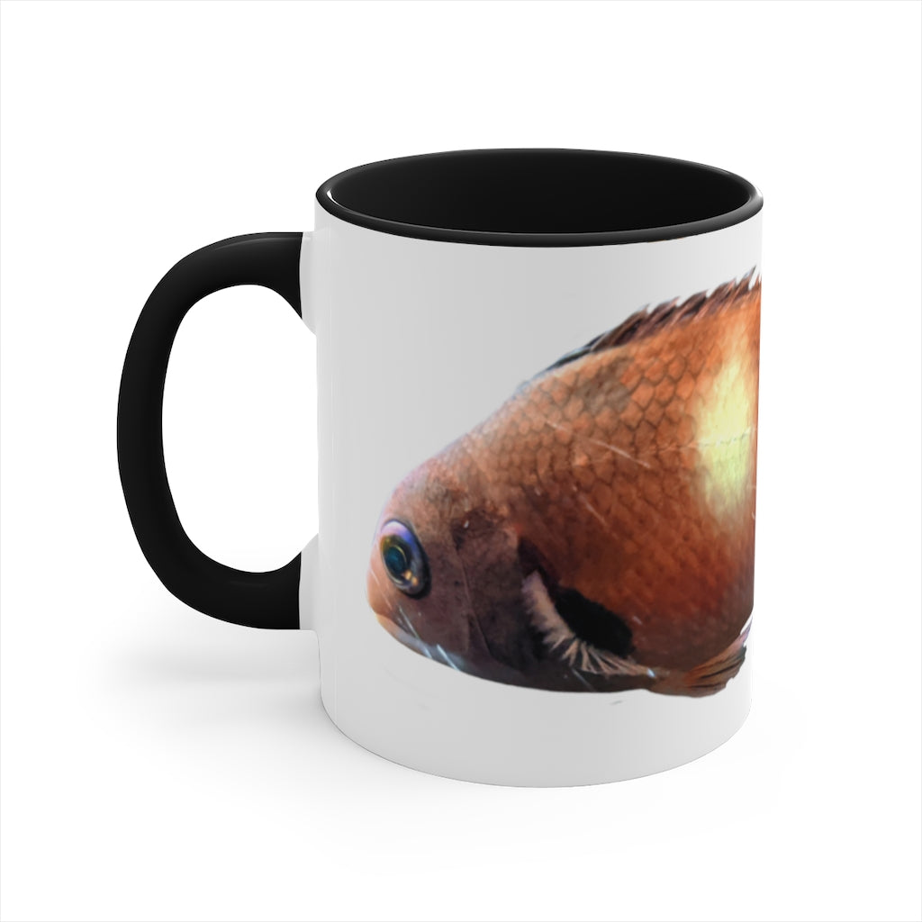 Orange Fish Accent Coffee Mug with a white ceramic body and vibrant orange interior and handle, showcasing a stylish two-tone design.