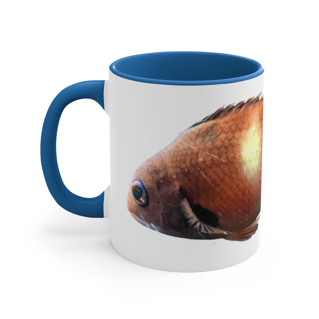 Orange Fish Accent Coffee Mug with a white ceramic body and vibrant orange interior and handle, showcasing a stylish two-tone design.