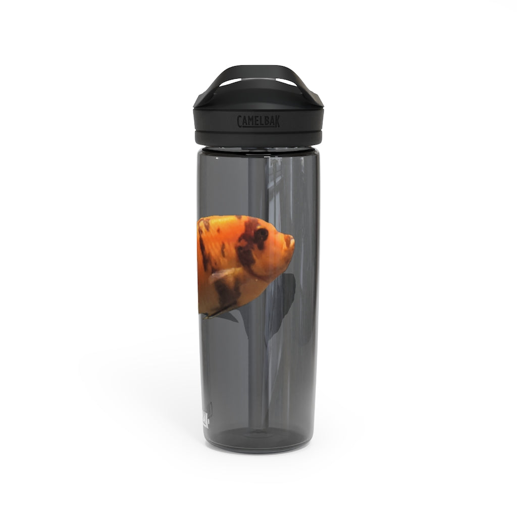 Orange Fish CamelBak Eddy® Water Bottle in 20oz and 25oz sizes, showcasing its vibrant color and ergonomic design.