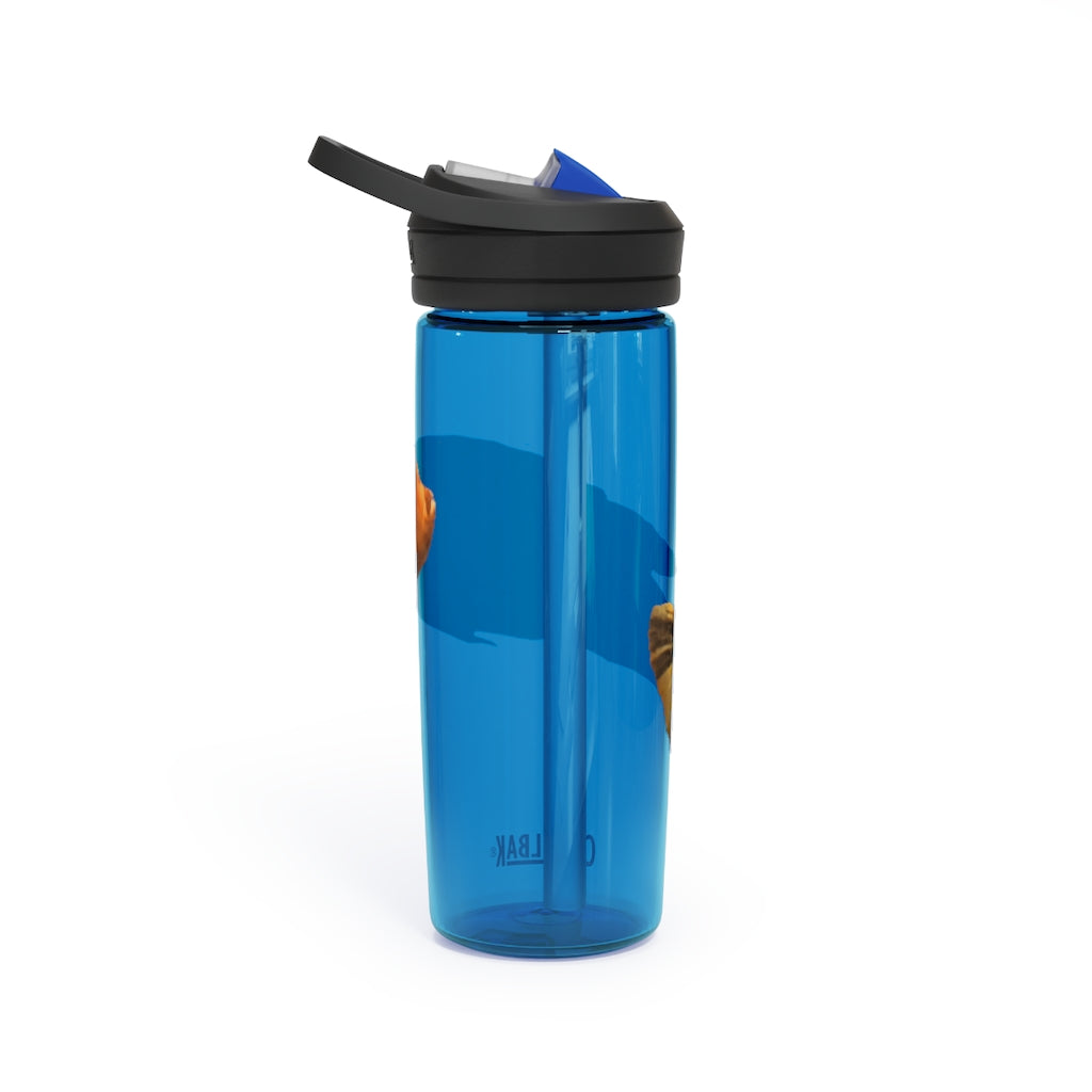 Orange Fish CamelBak Eddy® Water Bottle in 20oz and 25oz sizes, showcasing its vibrant color and ergonomic design.