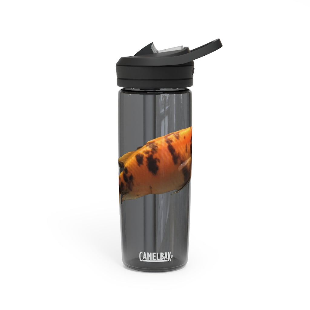 Orange Fish CamelBak Eddy® Water Bottle in 20oz and 25oz sizes, showcasing its vibrant color and ergonomic design.