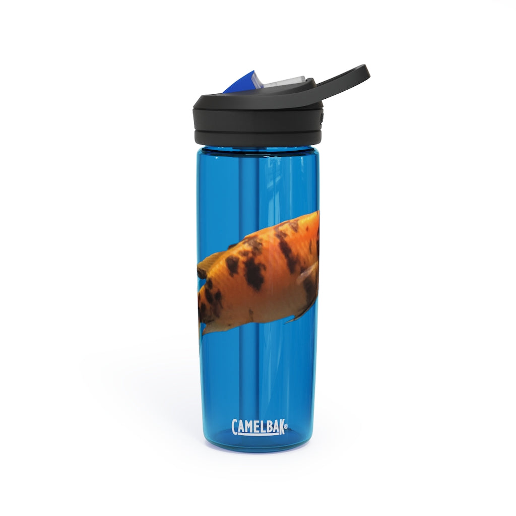 Orange Fish CamelBak Eddy® Water Bottle in 20oz and 25oz sizes, showcasing its vibrant color and ergonomic design.