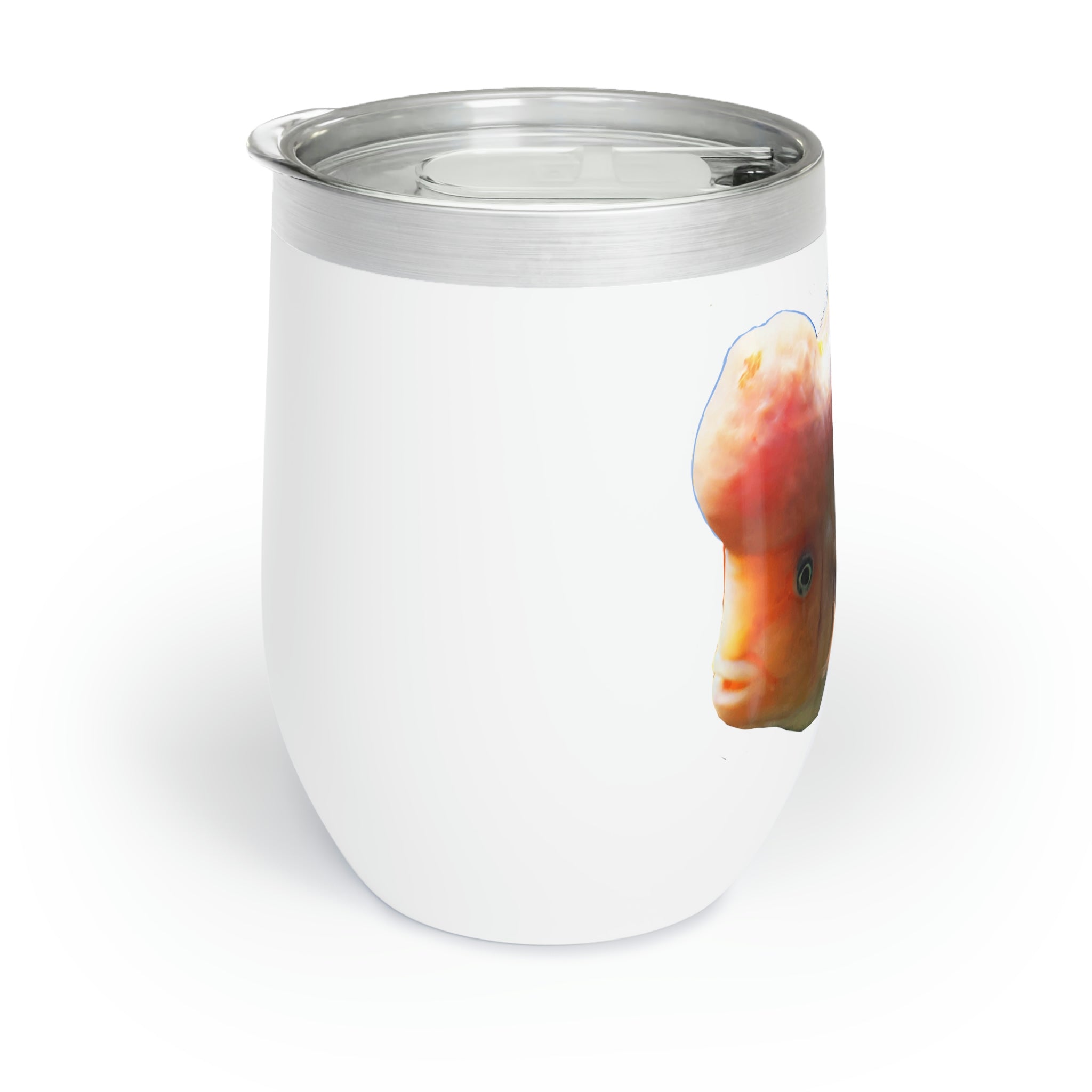 Orange Fish Chill Wine Tumbler with double-insulated walls and customizable design, perfect for wine lovers.