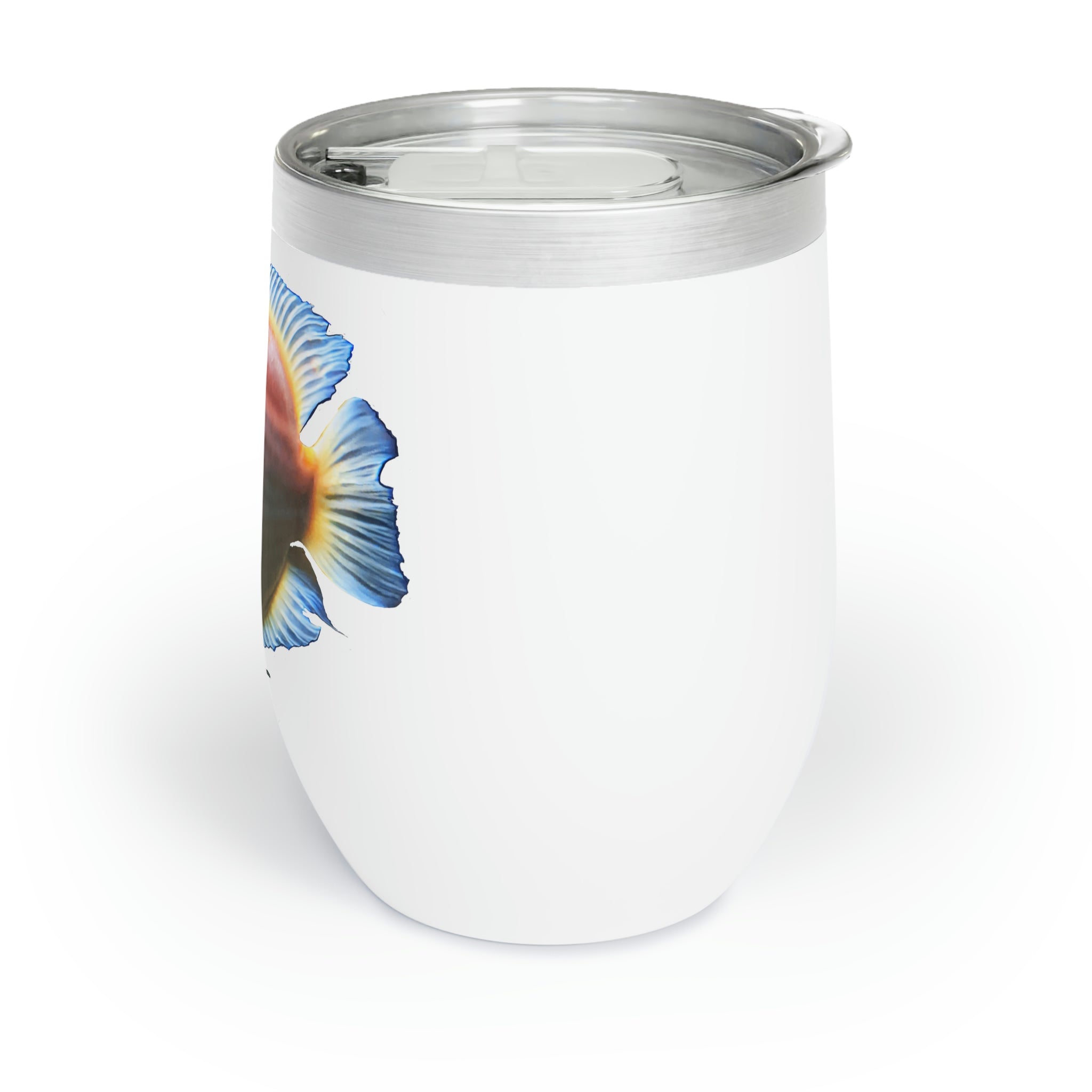 Orange Fish Chill Wine Tumbler with double-insulated walls and customizable design, perfect for wine lovers.