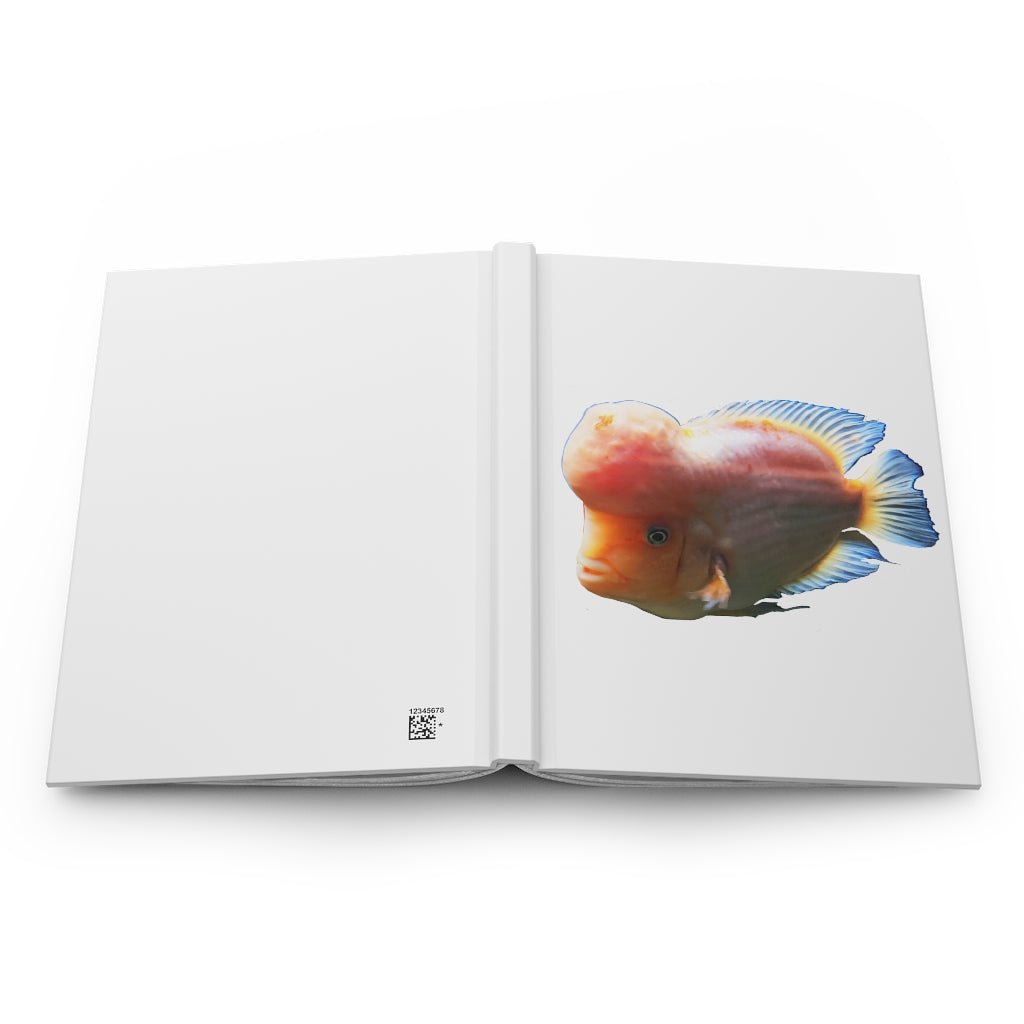 Orange Fish Hardcover Journal with matte finish and customizable covers, featuring lined pages.