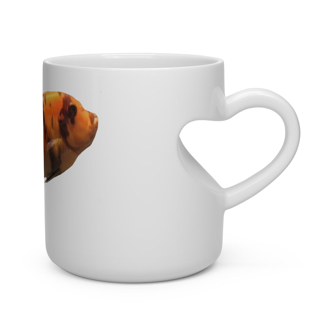 Orange Fish Heart Shape Mug with a heart-shaped handle, perfect for hot beverages.