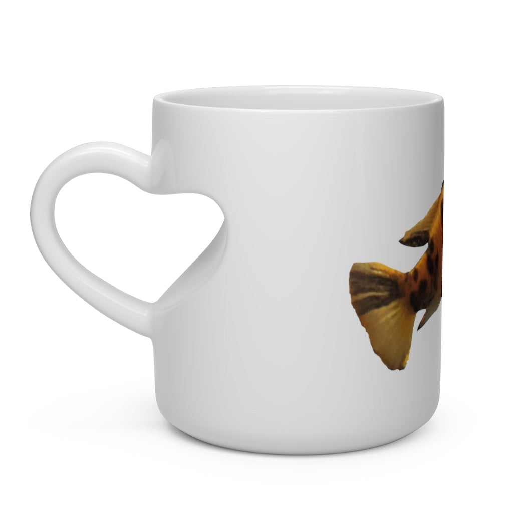 Orange Fish Heart Shape Mug with a heart-shaped handle, perfect for hot beverages.