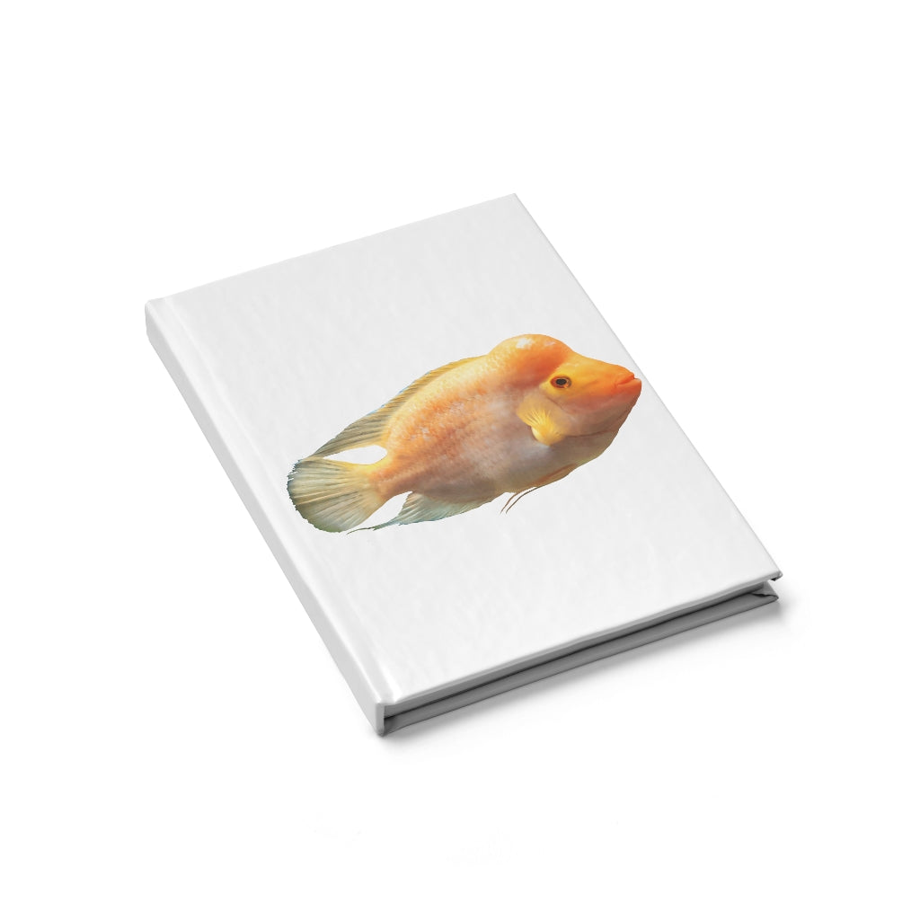 Orange Fish Journal with blank pages and vibrant wraparound print, showcasing its hardcover design.