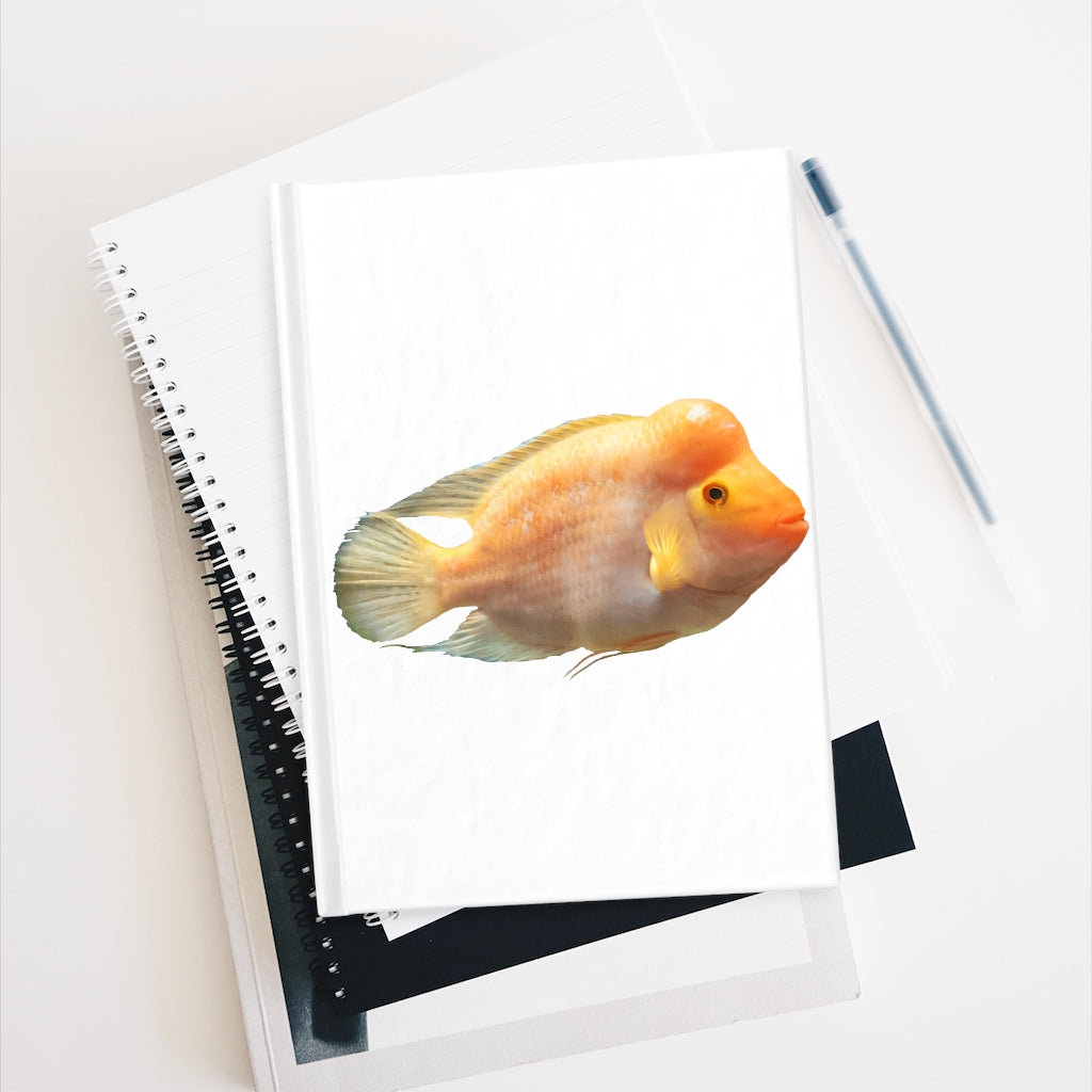 Orange Fish Journal with blank pages and vibrant wraparound print, showcasing its hardcover design.