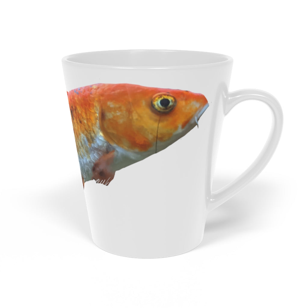 Orange Fish Latte Mug, 12oz, featuring a vibrant fish design and a durable white ceramic body with an easy-grip handle.