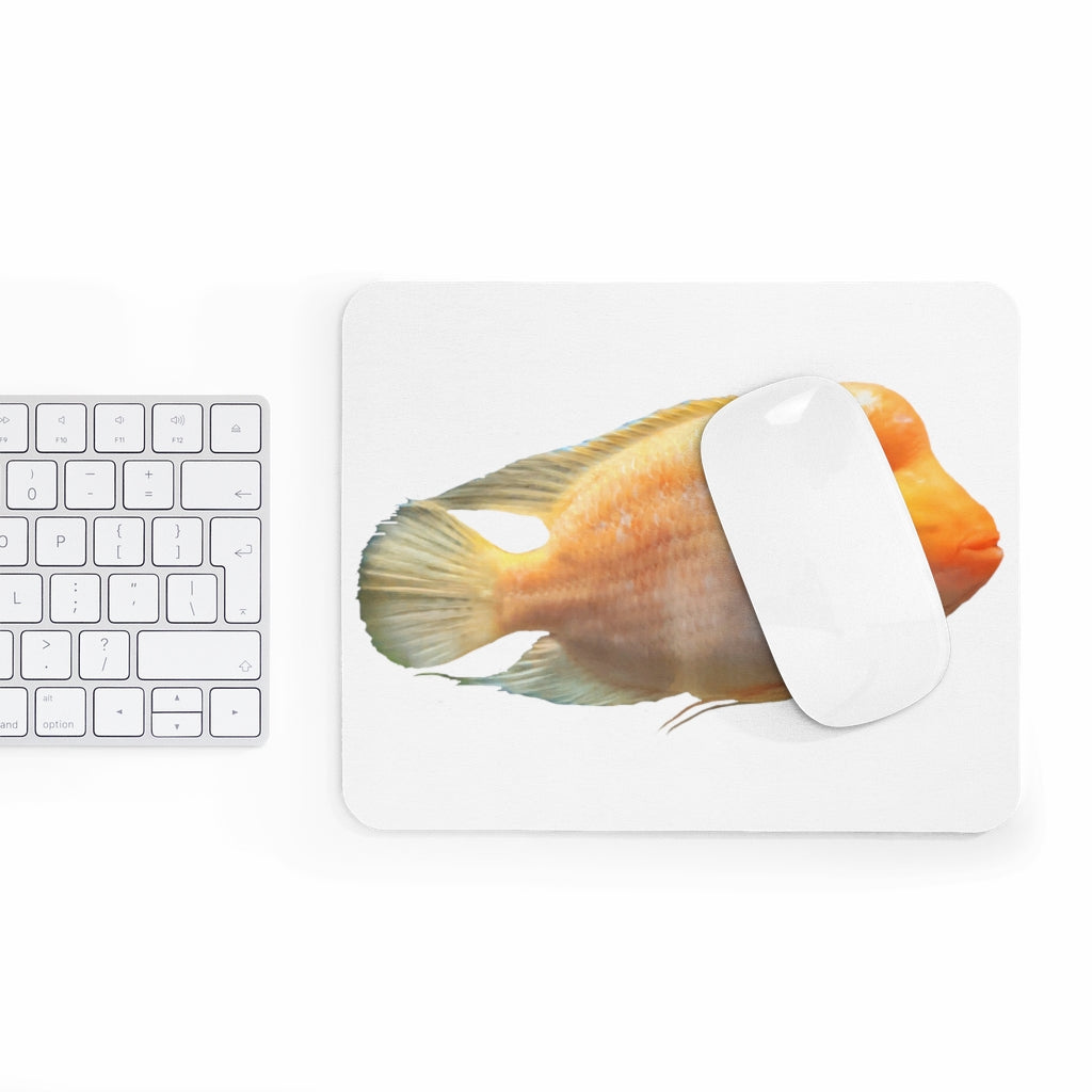 Orange Fish Mouse Pad featuring a vibrant fish design on a smooth surface, ideal for home or office use.