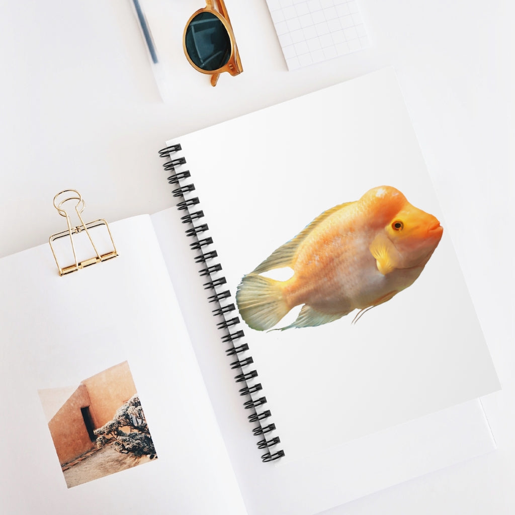 Orange Fish Spiral Notebook with ruled line pages and durable printed cover, perfect for notes and lists.