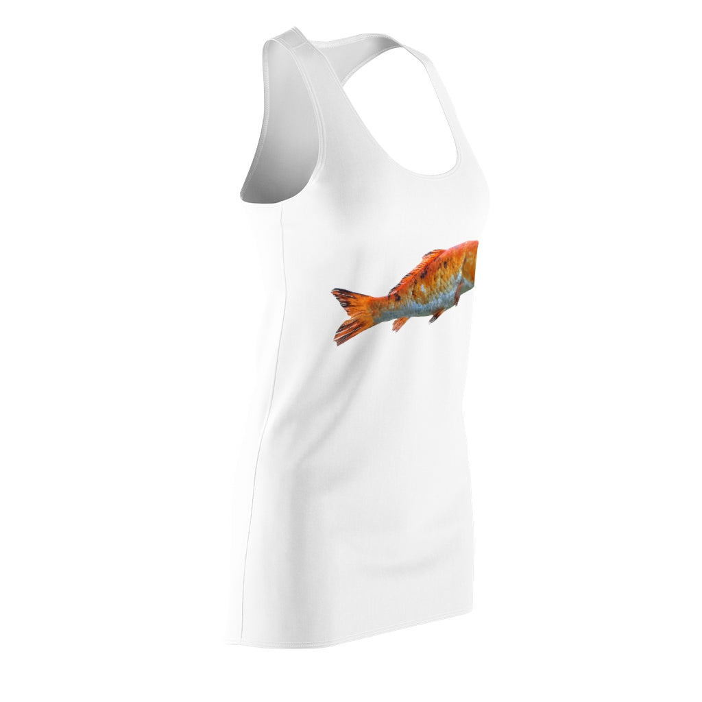 A stylish Orange Fish Women's Cut & Sew Racerback Dress featuring a feminine design and sporty fit, perfect for summer outings.