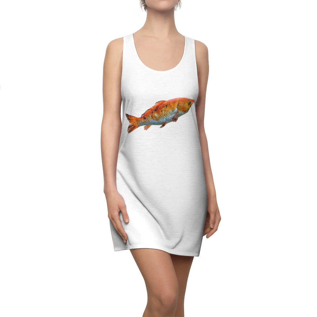 A stylish Orange Fish Women's Cut & Sew Racerback Dress featuring a feminine design and sporty fit, perfect for summer outings.