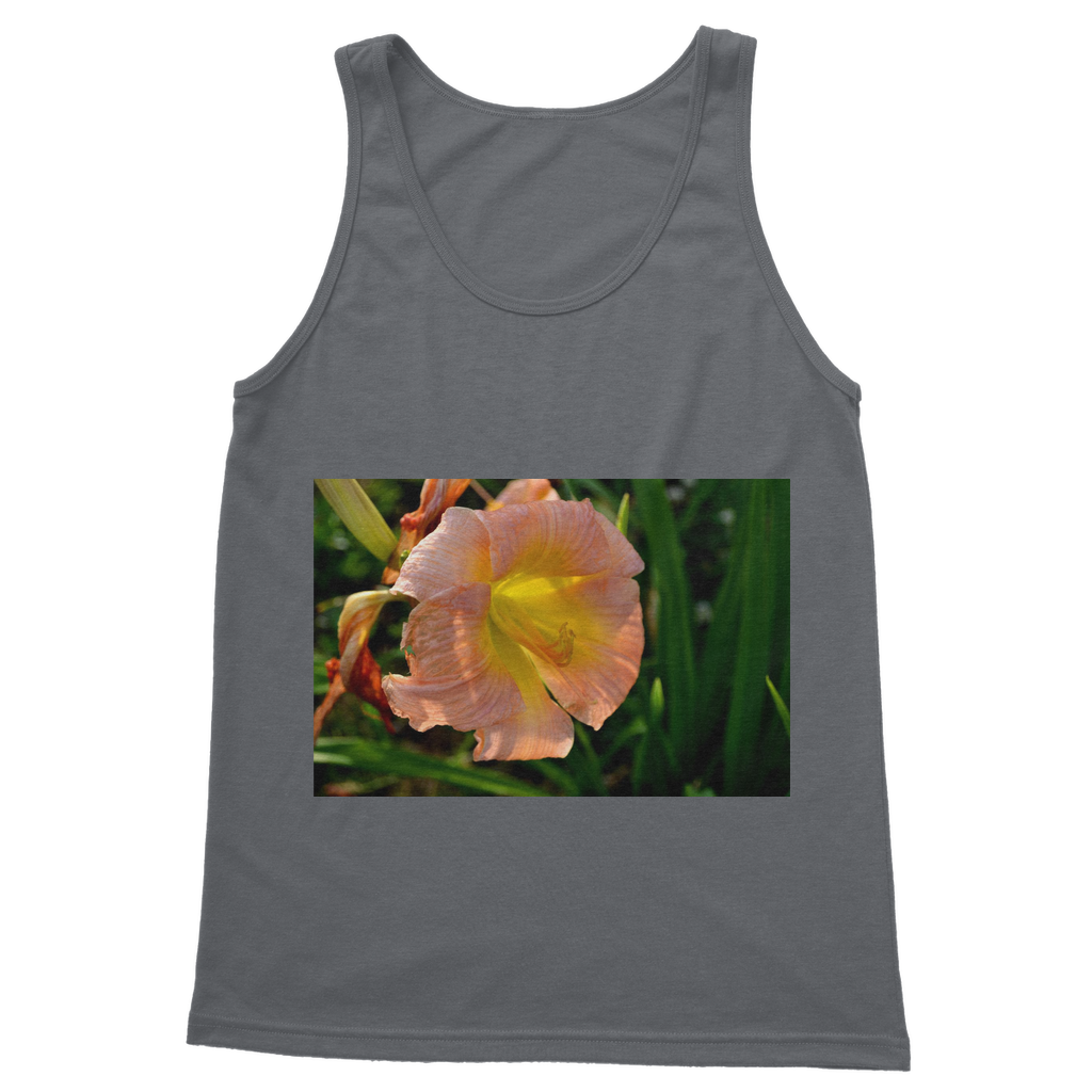 Orange Flower Classic Adult Vest Top showcasing a stylish unisex design with 6.5 cm straps and rib knit trim.