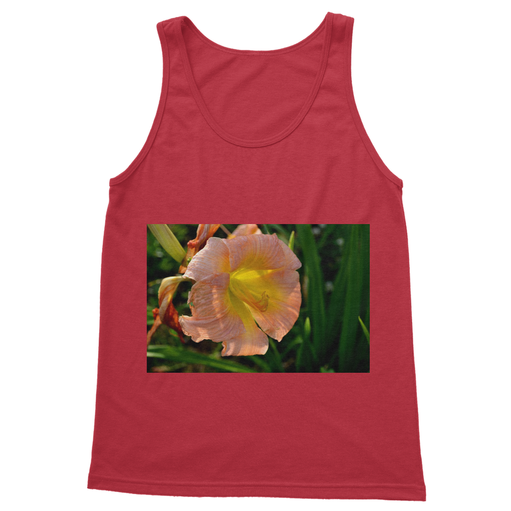 Orange Flower Classic Adult Vest Top showcasing a stylish unisex design with 6.5 cm straps and rib knit trim.