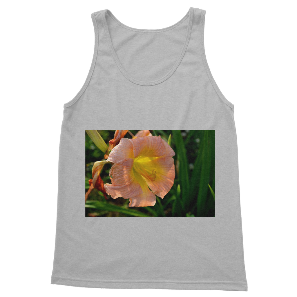 Orange Flower Classic Adult Vest Top showcasing a stylish unisex design with 6.5 cm straps and rib knit trim.