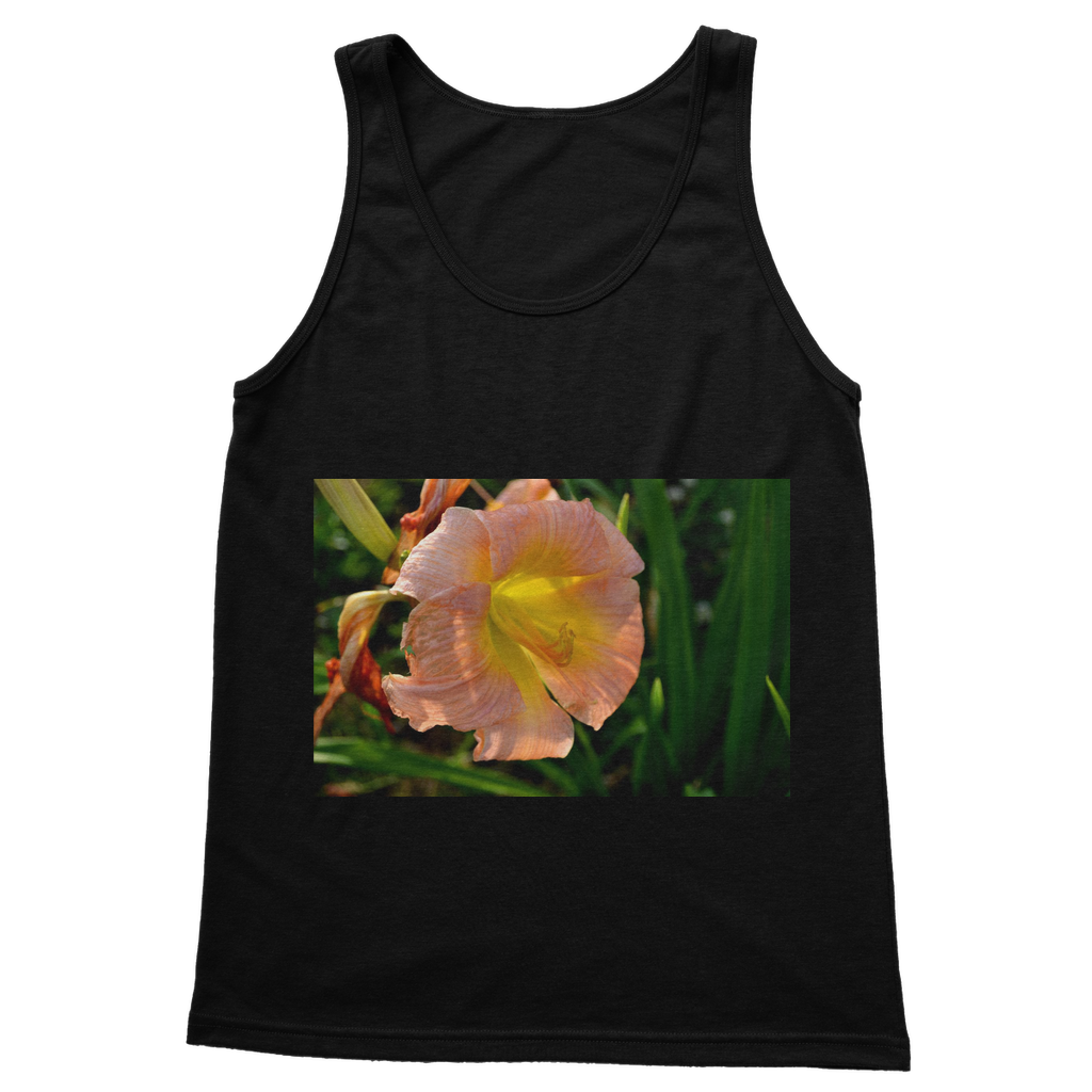 Orange Flower Classic Adult Vest Top showcasing a stylish unisex design with 6.5 cm straps and rib knit trim.