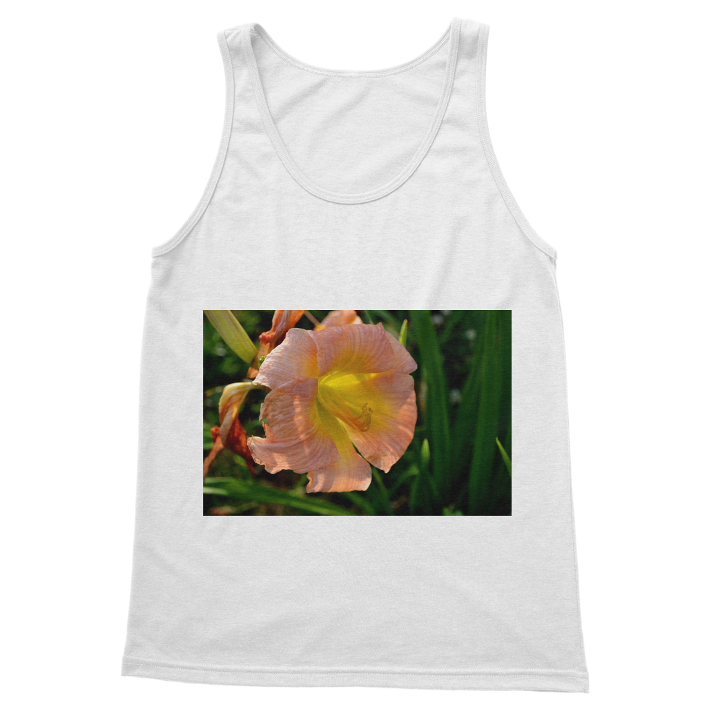 Orange Flower Classic Adult Vest Top showcasing a stylish unisex design with 6.5 cm straps and rib knit trim.