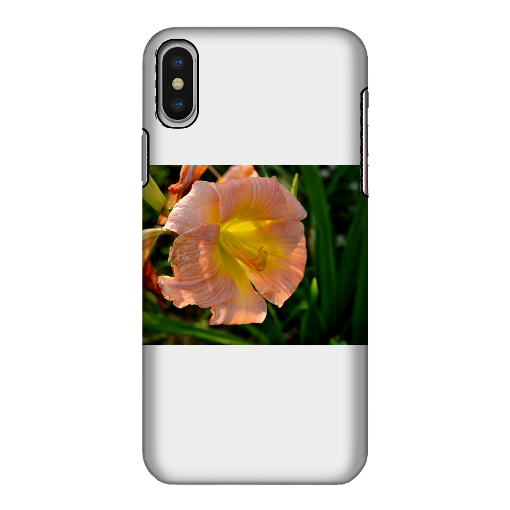 Orange Flower Fully Printed Tough Phone Case showcasing vibrant floral design with dual-layer protection.