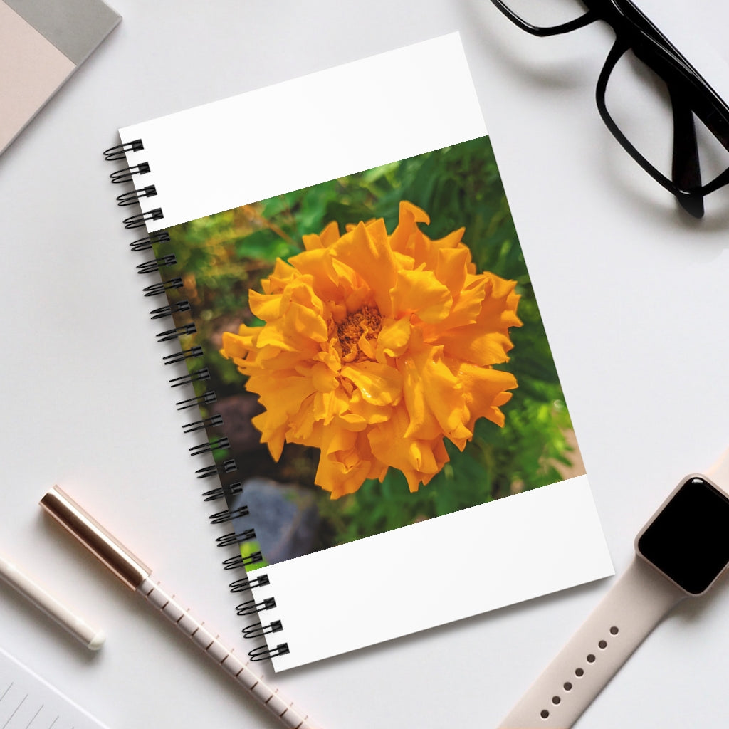 Orange Flower Spiral Journal with vibrant floral design and spiral binding, showcasing its beautiful cover and ample writing space.