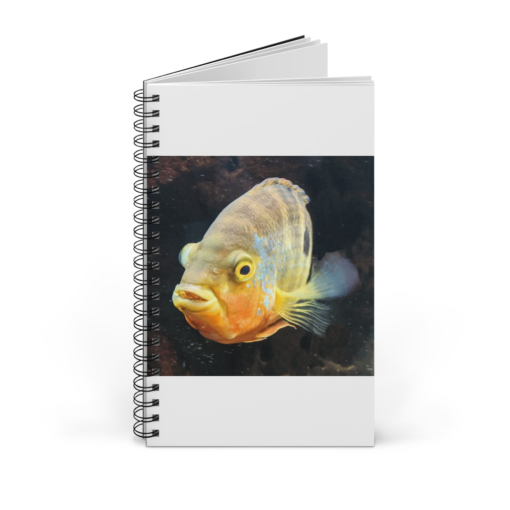 Orange Grey Fish Spiral Journal featuring a vibrant cover design with a fish motif and spiral binding.