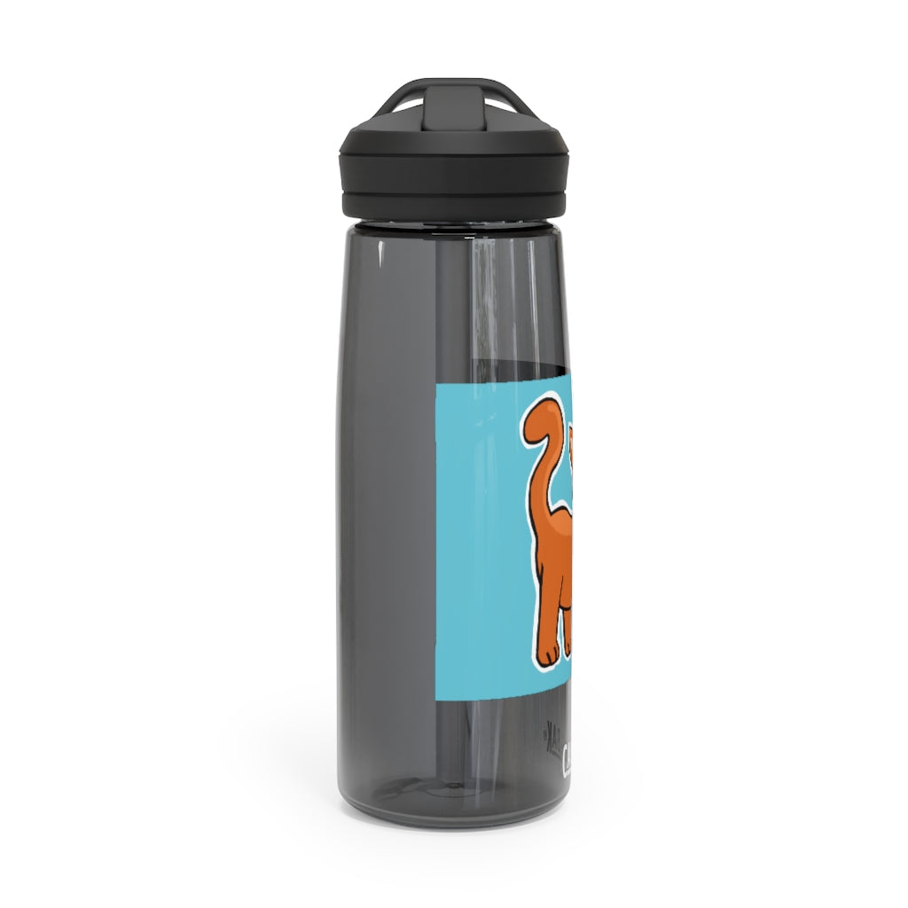 Orange Kitty CamelBak Eddy® Water Bottle in 20oz and 25oz sizes, featuring a spill-proof biting valve and easy-carry handle.