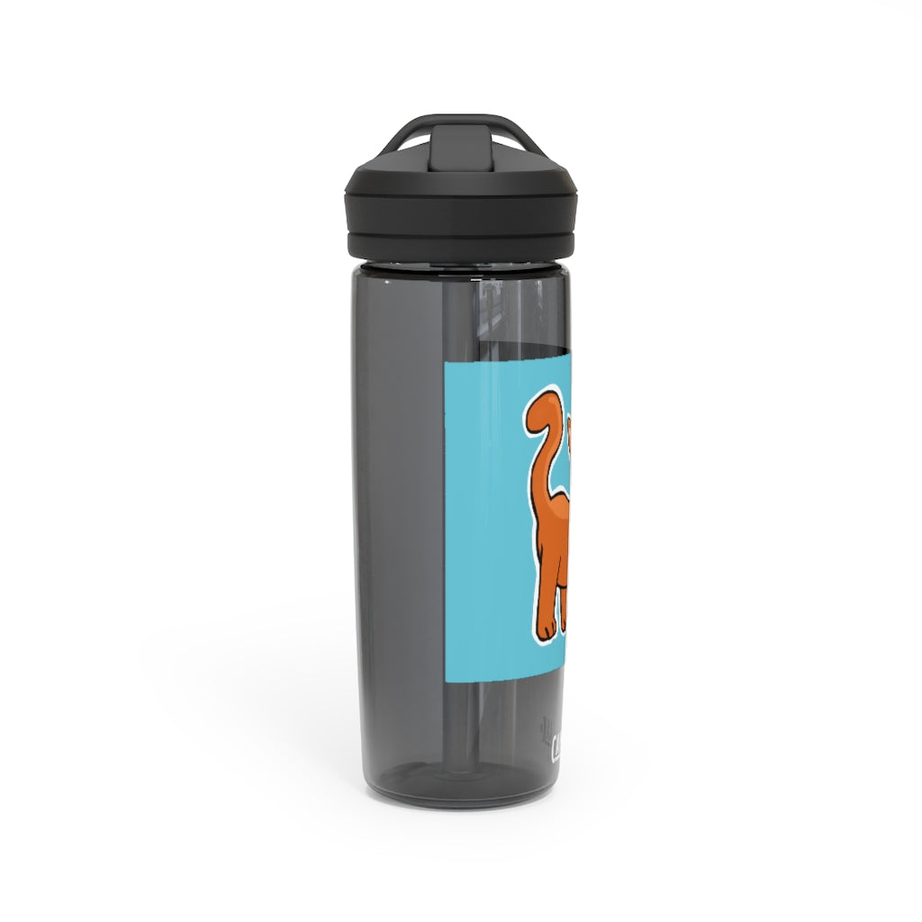 Orange Kitty CamelBak Eddy® Water Bottle in 20oz and 25oz sizes, featuring a spill-proof biting valve and easy-carry handle.