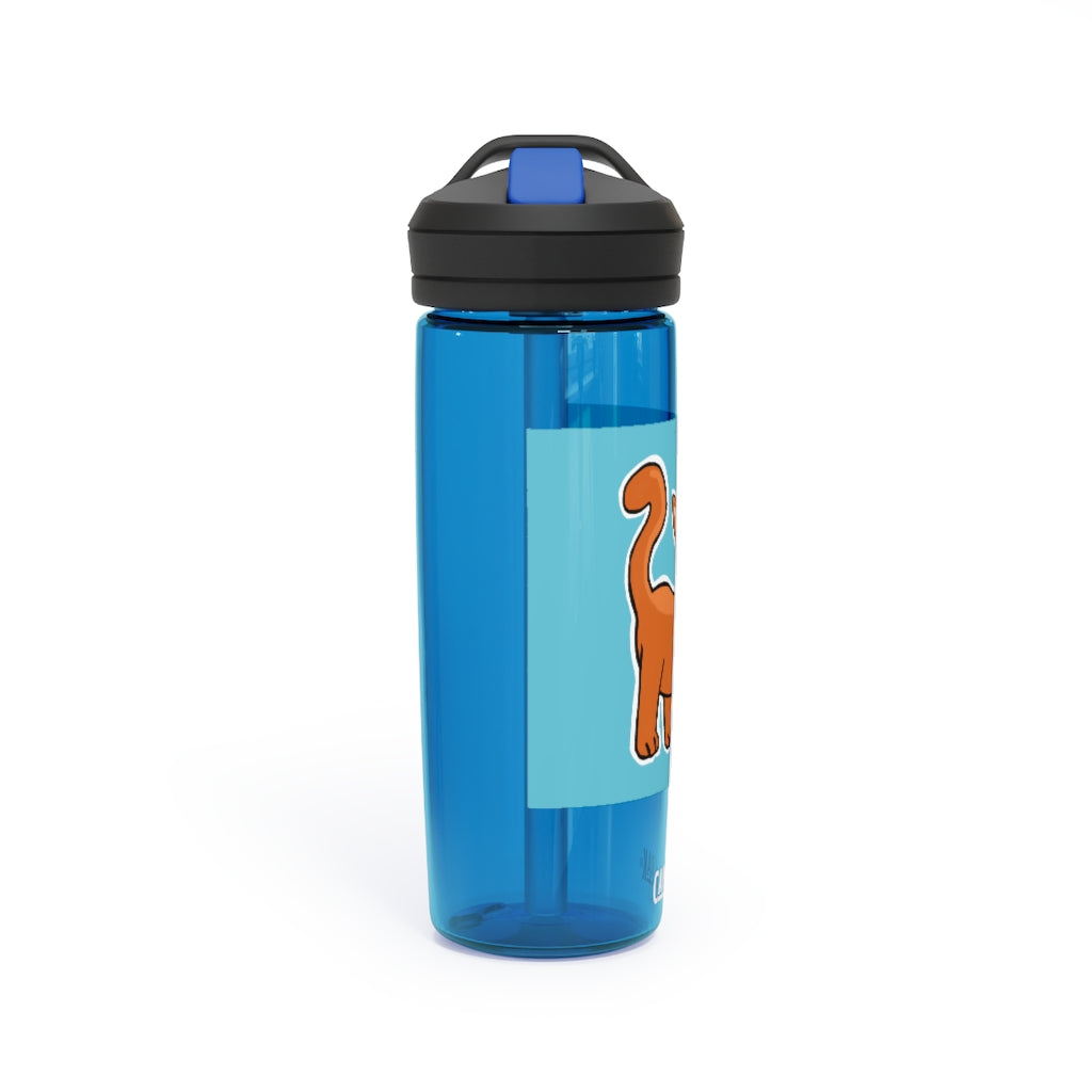 Orange Kitty CamelBak Eddy® Water Bottle in 20oz and 25oz sizes, featuring a spill-proof biting valve and easy-carry handle.