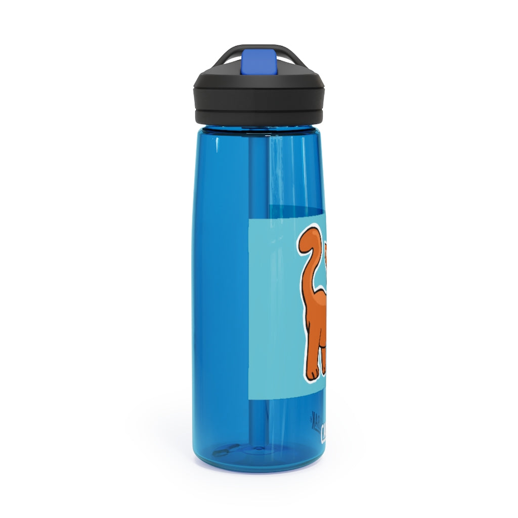 Orange Kitty CamelBak Eddy® Water Bottle in 20oz and 25oz sizes, featuring a spill-proof biting valve and easy-carry handle.