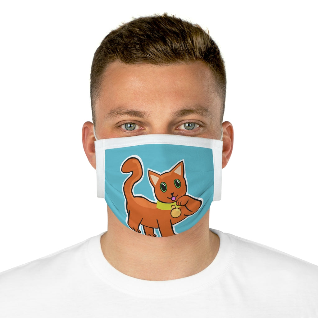 Orange Kitty Cotton Face Mask featuring a playful kitty design, made from 100% cotton with adjustable features for comfort.