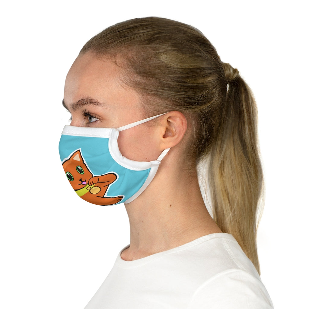 Orange Kitty Cotton Face Mask featuring a playful kitty design, made from 100% cotton with adjustable features for comfort.