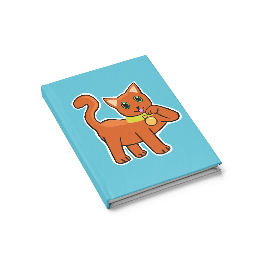 Orange Kitty Journal with ruled line pages and durable wraparound print, perfect for journaling and writing.