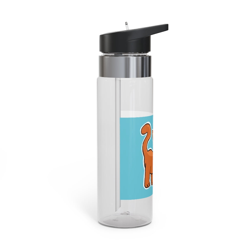 Orange Kitty Kensington Tritan™ Sport Bottle, 20oz with a carabiner hook and straw, showcasing its vibrant color and durable design.