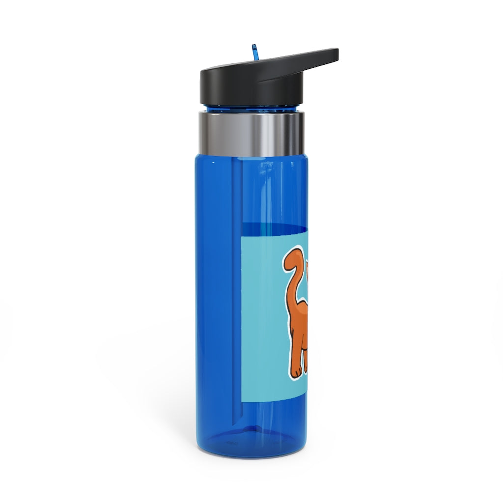 Orange Kitty Kensington Tritan™ Sport Bottle, 20oz with a carabiner hook and straw, showcasing its vibrant color and durable design.