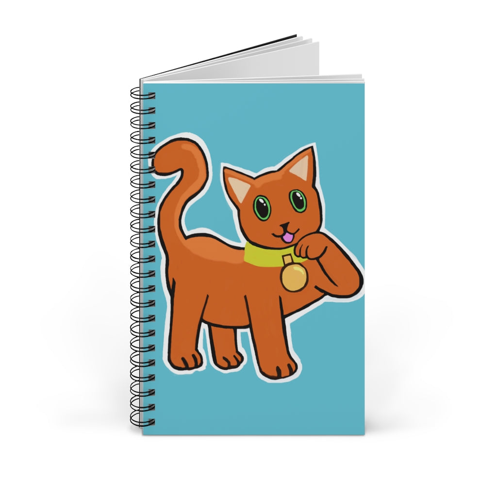 Orange Kitty Spiral Journal featuring a colorful front cover, available in four styles with 80 single pages and durable casewrap binding.