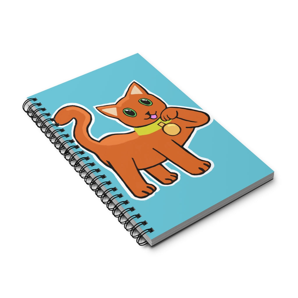 Orange Kitty Spiral Journal featuring a colorful front cover, available in four styles with 80 single pages and durable casewrap binding.