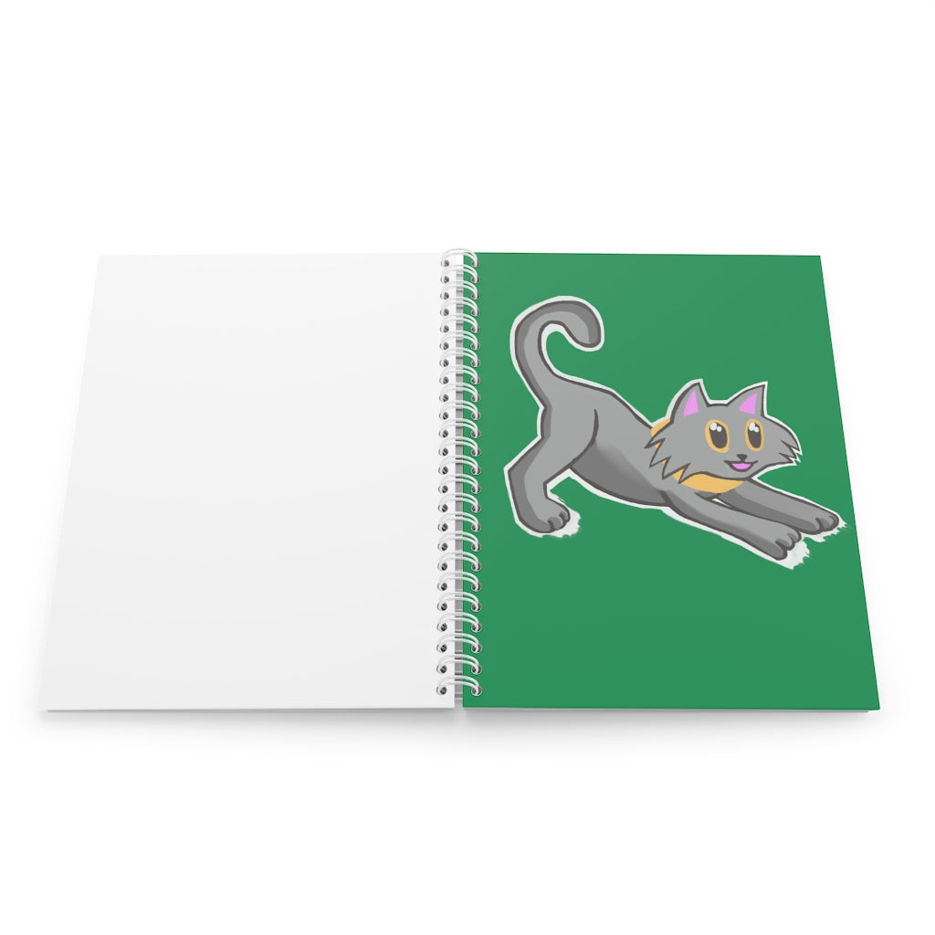 Orange Kitty Spiral Notebook with customizable covers and wide-ruled pages, featuring a semi-gloss laminated finish.