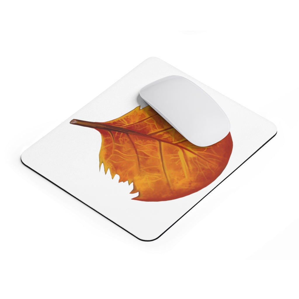 Orange Leaf Mouse Pad featuring a vibrant design, made of durable neoprene with a non-slip backing.